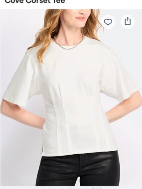 nine britton White Corset-Seamed Short Sleeve Tee